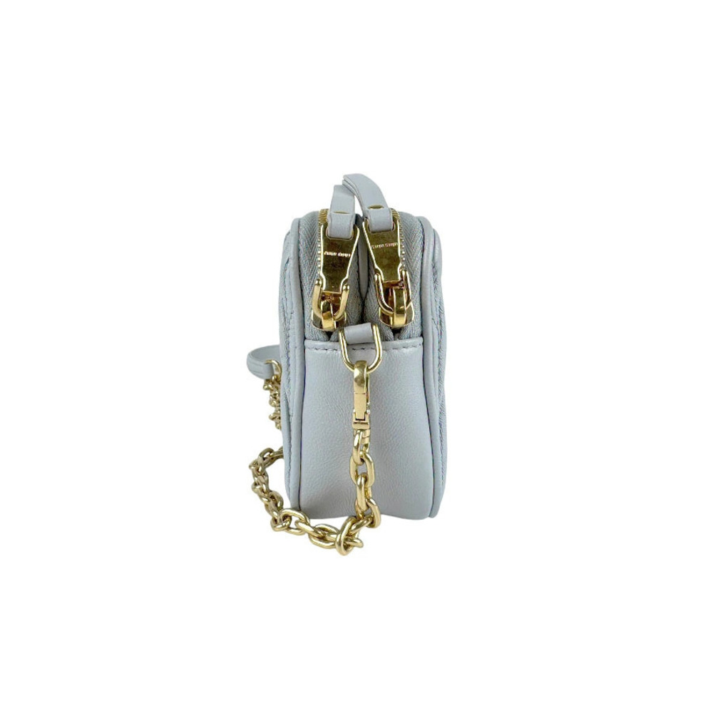 Miu Miu Gold Blue Crossbody Bag Shoulder Leather Matelasse Metal Gold Blue